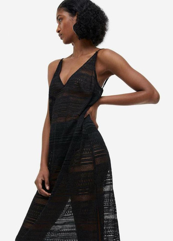 Чорна пляжна сукня H&M однотонна