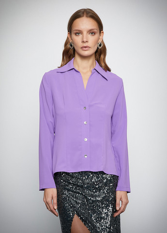 Светло-фиолетовая кэжуал рубашка однотонная KOTON