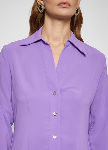 Светло-фиолетовая кэжуал рубашка однотонная KOTON