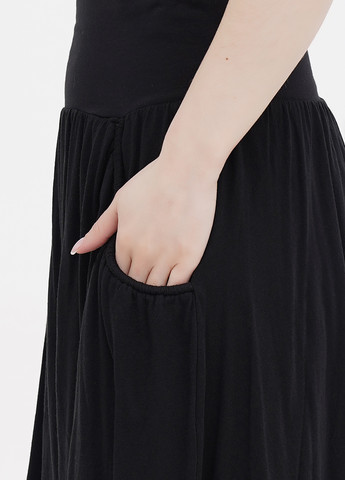 Черная кэжуал однотонная юбка Garnet Hill клешированная