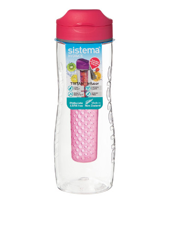 Бутылка для воды с диффузором 0,8 л Sistema однотонная розовая