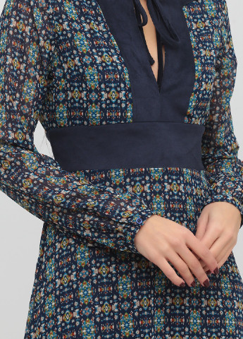 Темно-синее кэжуал платье PDK с абстрактным узором
