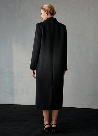 Черное зимнее Пальто двубортное SHEIN