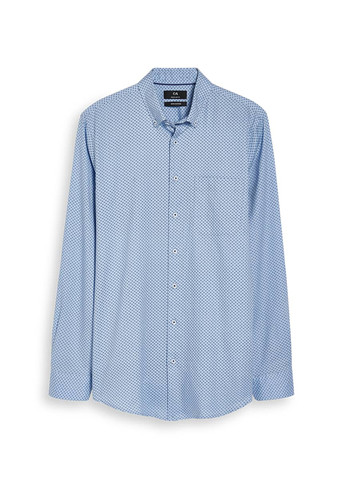 Голубой кэжуал, классическая рубашка с рисунком C&A
