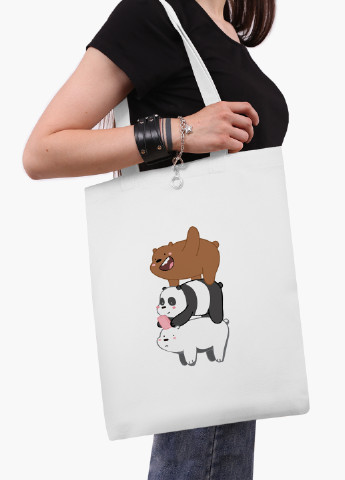 Еко сумка шоппер біла Вся правда про ведмедів (We Bare Bears) (9227-2643-WT-2) екосумка шопер 41*35 см MobiPrint (219151148)