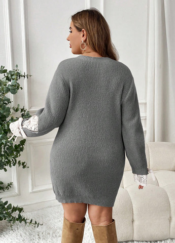 Сіра кежуал сукня сукня светр SHEIN однотонна