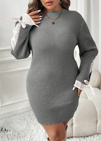 Сіра кежуал сукня сукня светр SHEIN однотонна