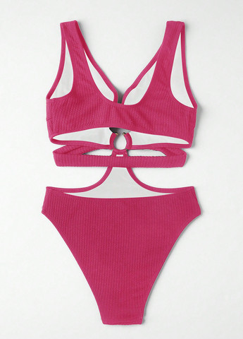 Фуксиновий (колору Фукія) літній купальник суцільний, трікіні SHEIN