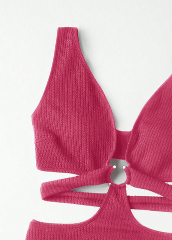 Фуксиновий (колору Фукія) літній купальник суцільний, трікіні SHEIN