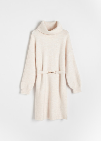 Молочное кэжуал платье платье-свитер Reserved однотонное