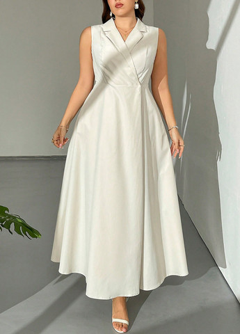 Молочна кежуал сукня на запах SHEIN однотонна