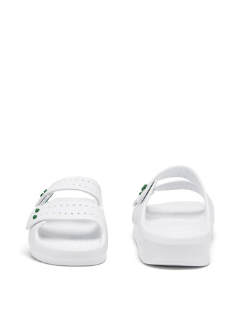 Белые шлепанцы Lacoste с перфорацией