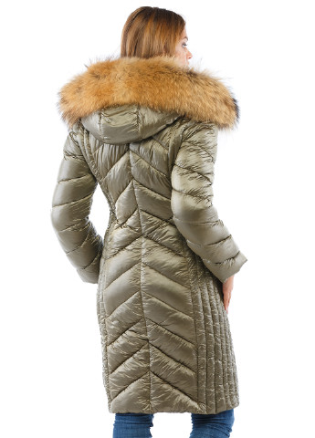 Оливковая (хаки) зимняя куртка (мех чернобурки) MN
