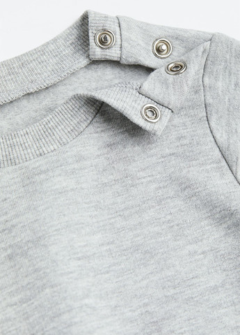 H&M свитшот меланж светло-серый кэжуал хлопок
