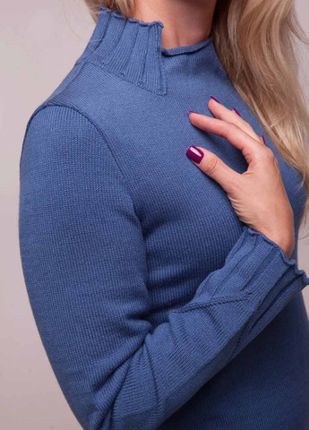 Синее кэжуал платье платье-свитер Fashion однотонное