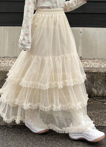 Кремовая праздничный, кэжуал однотонная юбка SHEIN