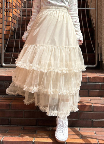 Кремовая праздничный, кэжуал однотонная юбка SHEIN