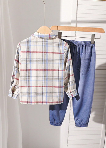 Комбинированный демисезонный комплект (рубашка, брюки) SHEIN