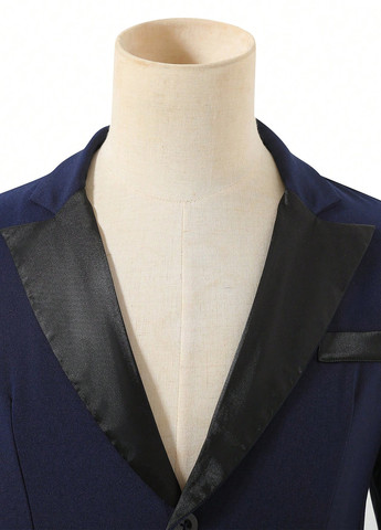 Темно-синій демісезонний костюм (піджак, штани) брючний SHEIN