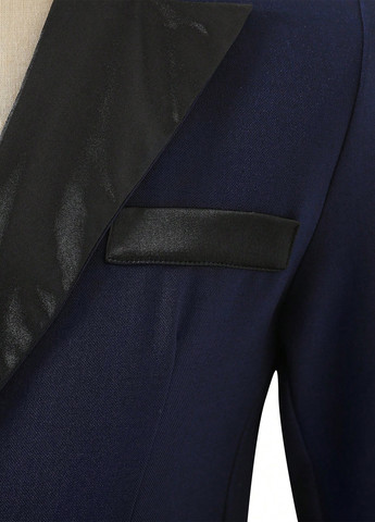 Темно-синій демісезонний костюм (піджак, штани) брючний SHEIN