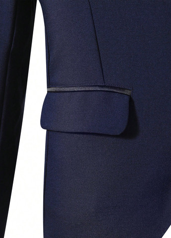 Темно-синій демісезонний костюм (піджак, штани) брючний SHEIN