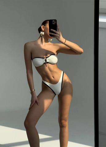 Бежевий літній роздільний купальник (ліф, трусики) бандо, роздільний NOVA VEGA