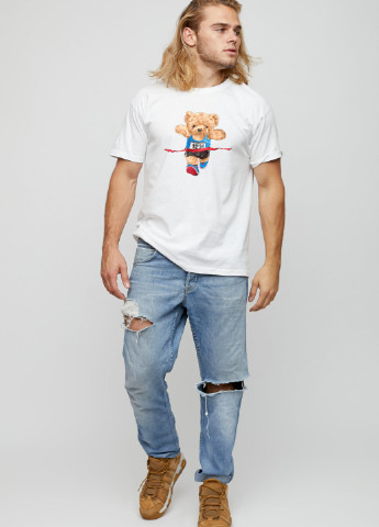 Біла футболка чоловіча basic /air print/ YAPPI