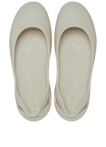 Жіночі балетки Crocs | бежеві однотонні без декору гума (346472665)