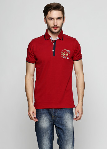 Бордовая мужская футболка поло La Martina с надписью