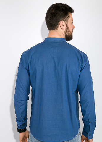 Синяя классическая рубашка однотонная Time of Style с длинным рукавом