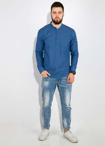 Синяя классическая рубашка однотонная Time of Style с длинным рукавом