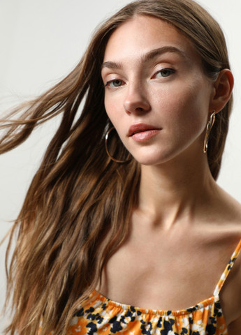 Оранжевое кэжуал платье клеш Lefties с цветочным принтом