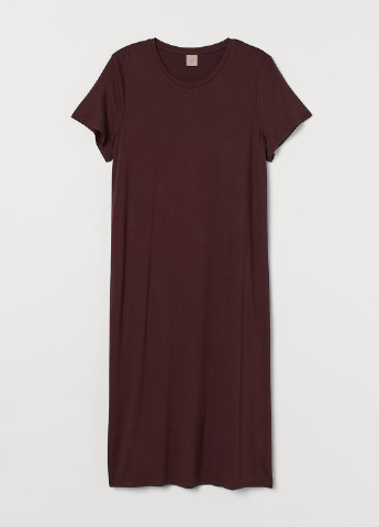 Бордовое кэжуал платье платье-футболка H&M однотонное