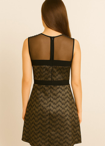 Коричнева вечірня сукня кльош Sassofono з малюнком