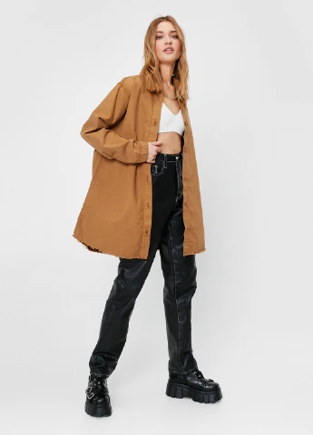 Песочная джинсовая рубашка однотонная Nasty Gal