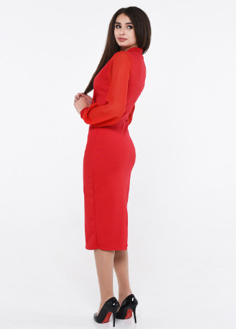 Красное коктейльное платье футляр Alpama однотонное