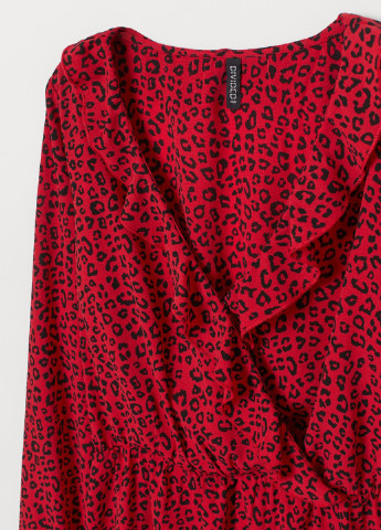 Комбінезон H&M комбінезон-шорти леопардовий червоний кежуал поліестер, креп