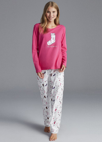 Розовая всесезон пижама (лонгслив, брюки) лонгслив + брюки Penti