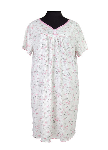 Ночная рубашка NEL цветочная белая домашняя трикотаж