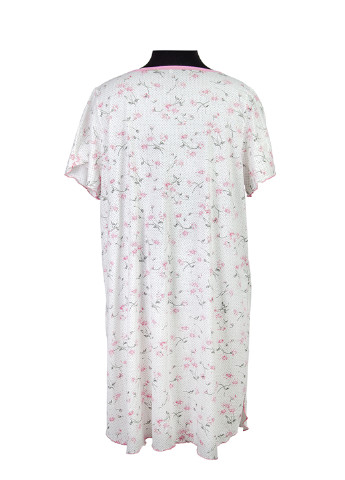 Нічна сорочка NEL квіткова біла домашня трикотаж