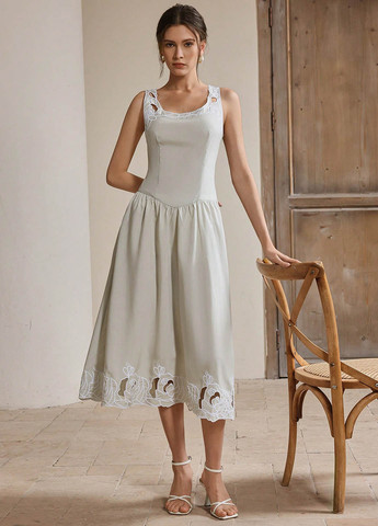 Світло-сіра кежуал сукня SHEIN однотонна