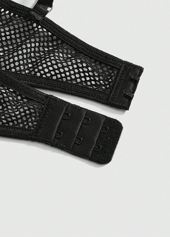 Чорний демісезонний комплект (бюстгальтер, трусики, пояс для панчох) SHEIN