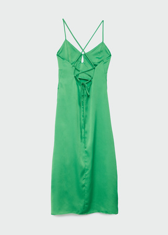 Зеленое кэжуал платье с открытой спиной Stradivarius однотонное