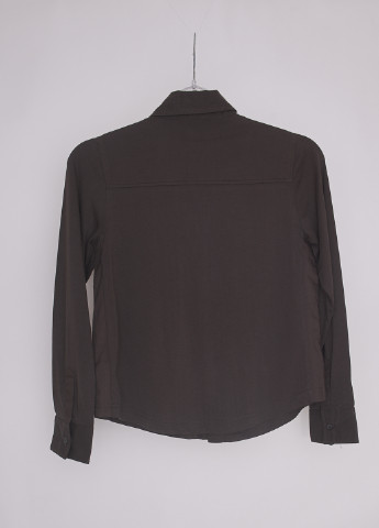 Темно-коричневая кэжуал рубашка однотонная Sisley
