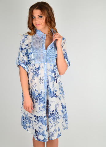 Блакитна пляжна сукня сорочка Iconique з квітковим принтом
