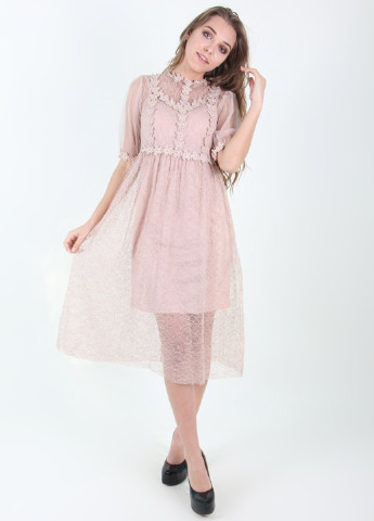 Бледно-розовое кэжуал платье Ladies Fasfion с цветочным принтом