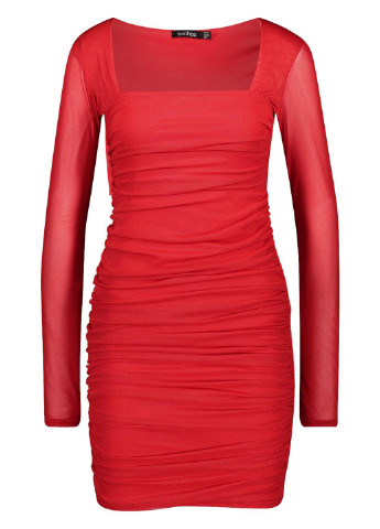 Червона коктейльна плаття, сукня футляр Boohoo однотонна