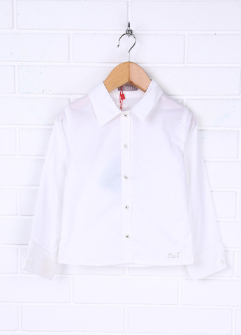 Белая однотонная блузка с длинным рукавом Boboli демисезонная