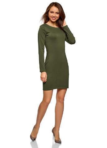 Оливково-зеленое кэжуал платье Oodji однотонное