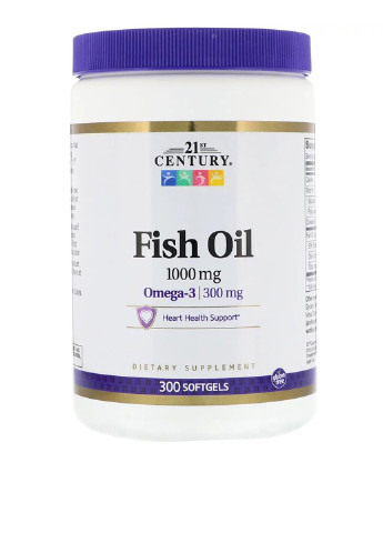 Риб'ячий жир, Омега-3 (300 желатинових капсул), 1000 мг 21st Century (251206220)